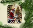 Bull Terrier and Santa Claus Porcelain Ornament Christmas Tree Hanging Decorations for Home Christmas Holiday, Rectangle, Gift, Multicolor