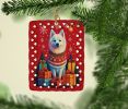 American Eskimo Holiday Christmas Porcelain Ornament Christmas Tree Hanging Decorations for Home Christmas Holiday, Rectangle, Gift, Multicolor