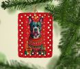 Staffordshire Bull Terrier Holiday Christmas Porcelain Ornament Christmas Tree Hanging Decorations for Home Christmas Holiday, Rectangle, Gift