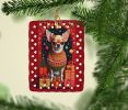 Chihuahua Holiday Christmas Porcelain Ornament Christmas Tree Hanging Decorations for Home Christmas Holiday, Rectangle, Gift, Multicolor