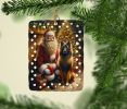 Belgian Tervuren and Santa Claus Porcelain Ornament Christmas Tree Hanging Decorations for Home Christmas Holiday, Rectangle, Gift, Multicolor