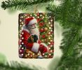 Mastiff and Santa Claus Porcelain Ornament Christmas Tree Hanging Decorations for Home Christmas Holiday, Rectangle, Gift, Multicolor