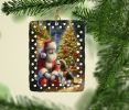 Beagle and Santa Claus Porcelain Ornament Christmas Tree Hanging Decorations for Home Christmas Holiday, Rectangle, Gift, Multicolor