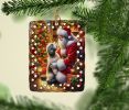 Havanese and Santa Claus Porcelain Ornament Christmas Tree Hanging Decorations for Home Christmas Holiday, Rectangle, Gift, Multicolor