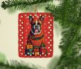 Fawn Boxer Cropped Ears Holiday Christmas Porcelain Ornament Christmas Tree Hanging Decorations for Home Christmas Holiday, Rectangle, Gift