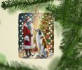 Borzoi and Santa Claus Porcelain Ornament Christmas Tree Hanging Decorations for Home Christmas Holiday, Rectangle, Gift, Multicolor