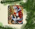 Sheltie and Santa Claus Porcelain Ornament Christmas Tree Hanging Decorations for Home Christmas Holiday, Rectangle, Gift, Multicolor