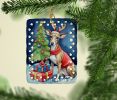 Italian Greyhound Christmas Reindeer Porcelain Ornament Christmas Tree Hanging Decorations for Home Christmas Holiday, Rectangle, Gift, Multicolor