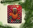 Briard Holiday Christmas Porcelain Ornament Christmas Tree Hanging Decorations for Home Christmas Holiday, Rectangle, Gift, Multicolor