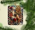 Brussels Griffon and Santa Claus Porcelain Ornament Christmas Tree Hanging Decorations for Home Christmas Holiday, Rectangle, Gift, Multicolor