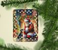 Schnauzer and Santa Claus Porcelain Ornament Christmas Tree Hanging Decorations for Home Christmas Holiday, Rectangle, Gift, Multicolor