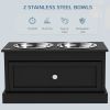PawHut Large Elevated Dog Bowls with Storage Drawer Containing 11L Capacity, Raised Dog Bowl Stand Pet Food Bowl Dog Feeding Station, Black