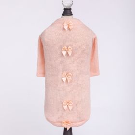 Dainty Bow Sweater (Color: Peach, size: SM)