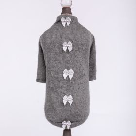 Dainty Bow Sweater (Color: Pewter, size: XXS)
