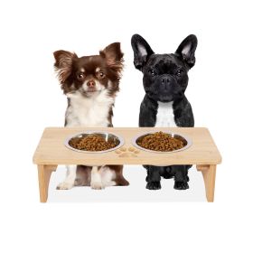 Gardenia Raised Dog Bowl Stand for Medium Sized Dogs, Elevated Dog Bowls, Bamboo Raised Dog Bowl, Dog Food Bowl Stand, Feeding Station (Color: as Pic)