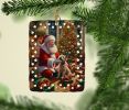 Cairn Terrier and Santa Claus Porcelain Ornament Christmas Tree Hanging Decorations for Home Christmas Holiday, Rectangle, Gift, Multicolor