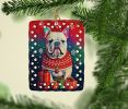 English Bulldog Holiday Christmas Porcelain Ornament Christmas Tree Hanging Decorations for Home Christmas Holiday, Rectangle, Gift, Multicolor