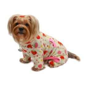 Yummy Strawberry Fleece Turtleneck Pajamas (Color: YELLOW, size: M)