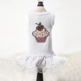 Lil Miss Cupcake Dog Dress (Color Option: White, size: L)